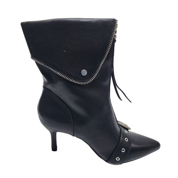 A New Day Black Pointed Toe Zippered Ankle Boots Buckle Detail Size 9.5  Womens - Picture 6 of 10
